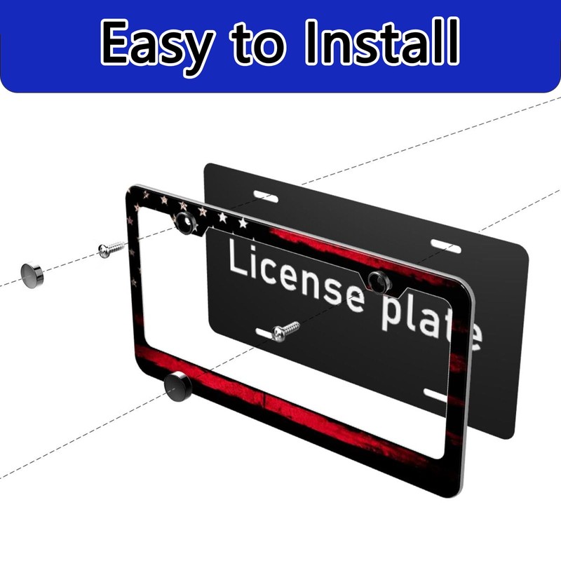 CTVSLFU License Plate Frame with 2 Holes - 002 Black