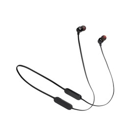 JBL TUNE125BTBLK Neckband Earphones, Bluetooth, Multi-point Compatible, Wireless, Microphone Remote Control, USB Type-C Charging, Magnet, Black, Small