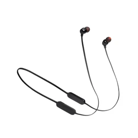 JBL TUNE125BTBLK Neckband Earphones, Bluetooth, Multi-point Compatible, Wireless, Microphone Remote Control, USB Type-C Charging, Magnet, Black, Small