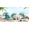 EUSTUMA Hand Blown Glass Figurines Ball Ocean Waves,Office Paperweight Glass