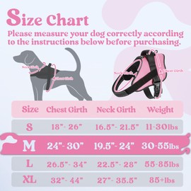 rabbitgoo Dog Harness Medium Sized, No Pull No Choke Pet Vest, Easy Wearing with One Buckle, Reflective, Adjustable Pet Harness with Molle for Walking, Training, Pink, M