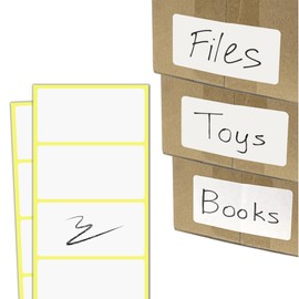 400 Pieces, 4" x 2" - Labels Stickers for Storage Bins, Organizing, Box Labels to Write On - White