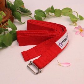 Yogikuti 7ft-2mtr Yoga Belt & Strap - Durable D-Ring for Stretching, Flexibility, Yoga, Pilates & Home Workouts (Red)