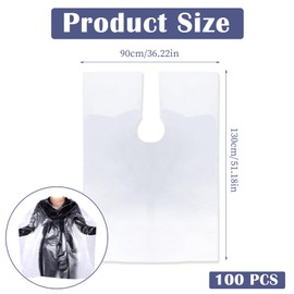 100 Pcs Disposable Salon Capes 51 X 36 Inch Hair Cutting Cape Clear Barber Cape for Hairstylist Hair Dye Perming Beauty Clients Shampoo