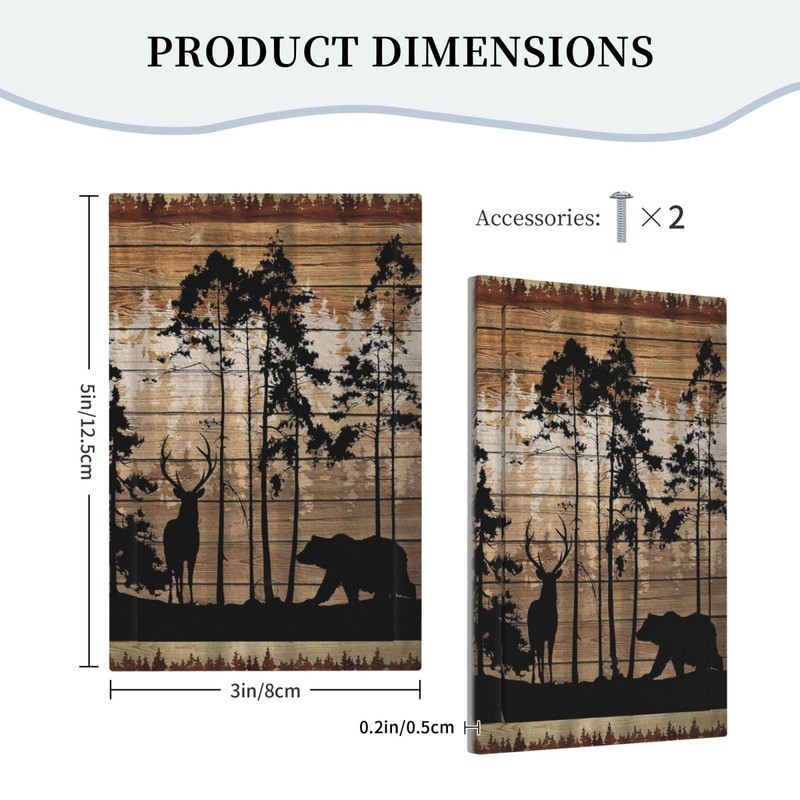 WMHUSU Decorative Light Switch Plate Covers Abstract Bear Deer Forest