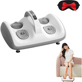 Heated Foot & Leg Massager – Adjustable 2-in-1 Foot Massage Machine with Vibration & Heat, Deep Kneading Nodes & Smart Panel for Daily Relaxation & Comfort at Home or Office (White)
