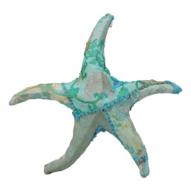 Starfish Sea Star Hand Crafted Paper Mache In Colorful Sari Fabric Figurine