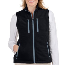 SCOTTeVEST Fleece Crest Vest for Women - 15 Hidden Pockets - Warm Wrinkle Resistant for Travel & More (Large, Black)