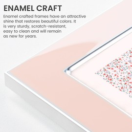 Venusmiles 5x7 Enamel Picture Frame, Silver Metal Edge with Easel, Real Glass Photo Frame for Wall and Tabletop Display Family Office Photo Gallery, Pink Enamel/1pc