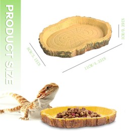 3 Pieces Water Bowl Terrarium, Turtle Accessories, Resin Rock Reptiles Water Bowl Feeding Bowl for Reptiles, Hamsters, Geckos, Tarantulas, Bearded Dragons, Turtles, Tortoises, Land Turtles