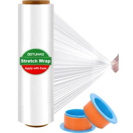 DOTUHAO Stretch Wrap, 18 Inch x 2000ft Shrink Wrap Roll, 80 Gauge Stretch Film, Pallet Wrap Stretch Film, Plastic Wrap for Pallet Wrapping Shipping Moving (1PCS)