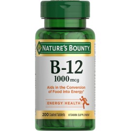 Nature’s Bounty Vitamin B12, Supports Energy Metabolism, Tablets, 1000Mcg, 200 Ct 07/2027