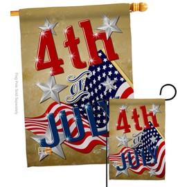 4th of July Garden House Flags Set Americana Fourth Independence Day Fireworks BBQ United State American Small Decorative Gift Yard Banner Double-Sided Made In USA 28 X 40