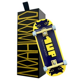 NOAHWOOD NW14.0 Fingerboard Complete (Short Nose Short Tail Deck 98x35.5mm 5-Layer Color Maple Pro concave Design Mini Skateboard Deck) +Pro 36mm Hex Ochre Truck + Gray Wheel (Blue 1up)