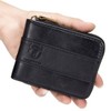 BULLCAPTAIN Mens Leather Wallet Zipper RFID Blocking Wallets Coins Purse