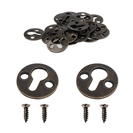 Adiyer 50pcs Round 25mm / 1-inch Mortise Type Metal Keyhole Hangers Shelf Brackets Picture Frame Hanging Plate (Antique Bronze)