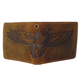 RFID Hill Burry ® Herren Damen Ledergeldbörse Geldbörse Geldtasche Portmonee Portemonnaie Flügel Wings Adler aus echtem Leder braun tan