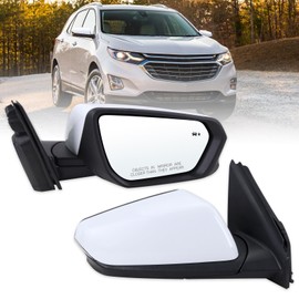 Lqito Right Passenger Side Mirror Compatible With 2018 2019 2020 2021 2022 2023 2024 Chevy Equinox GMC Terrain With Power Glass Heated Turn Signal Blind Spot White Replaces#84225387(8 Pins)