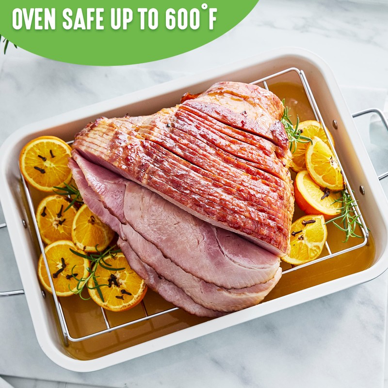 GreenLife 16.5” x 12” Healthy Ceramic Nonstick Roasting Pan with