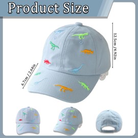 FveVqe Toddler Caps 2-3 Years, Kids Sun Hat, Adjustable Cotton Toddler Cap with Cute Dinosaur Design, Baseball Cap Kids for Boys and Girls Grey