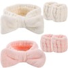 TUMYES Juego de Diademas Spa, Vellón Coral Suave, RosaBlanco