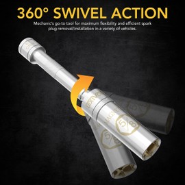 LEXIVON LEXIVON 5/8" Swivel Magnetic Spark Plug Socket, 3/8" Drive x 6" Total Length | Enhanced Magnetic Design with Thin Wall Socket, Cr-v Steel (LX-121)