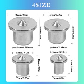 KKONHII Dowel Pins Center Point Set, 20 Pcs (1/4", 5/16", 3/8", 1/2" Inch) Silver Metal Hardware Pins for Woodworking