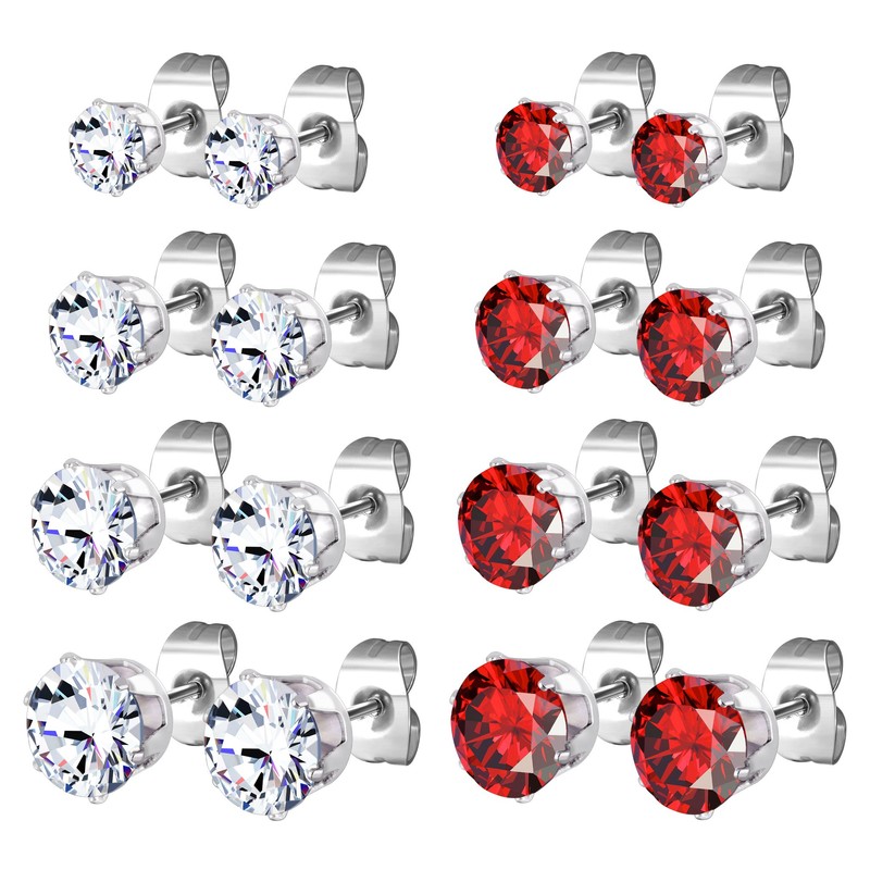 JewelrieShop Earrings for Women Studs Set Stainless Steel CZ Earing