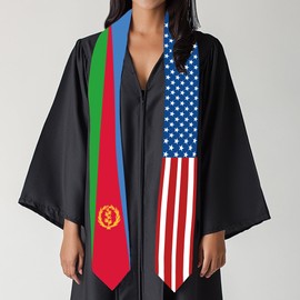2025 Eritrea Flag and USA Flag Graduation Stole Graduation Sash Class of 2025 Graduation Scarf for International Student (Baccalaureate Gown and Hat Not Included)