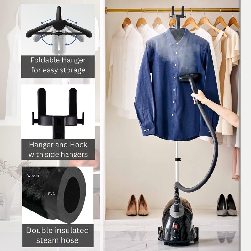 SALAV GS18-DJ Standing Garment Steamer with Roll Wheels for Easy