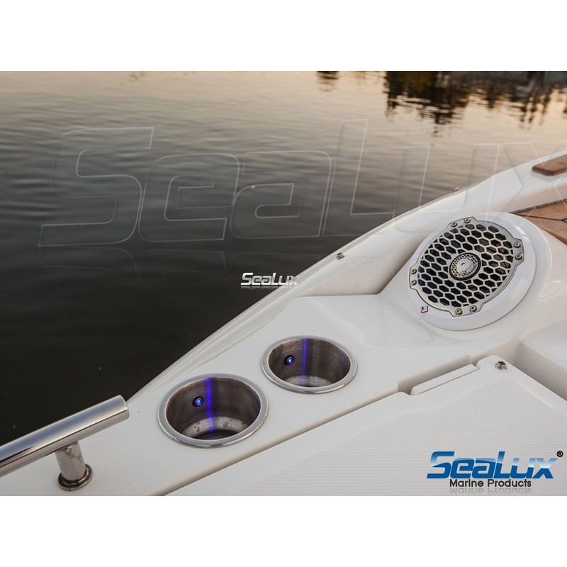 SeaLux Stainless Steel Illuminated LED Drink Cup Holder Blue or