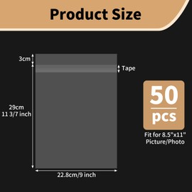Svaldo Acid Free Paper Protector Sheets, Clear Plastic Sleeves for Paper 8.5x11 Clear Sleeves for Art Prints 8x10 Photo Sleeves Comic Book Sleeves Sheet Protectors Document Protectors, Pack of 50
