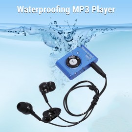 IPX8 Water Proof MP3 Player for Swimming, 8GB Underwater Music Player with Lossless Sound, Secure Clip & Water Proof Headphones for Diving, Surfing, Running, Skiing (Blue)
