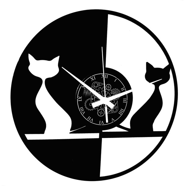 Instant Karma Clocks Vinyl Wall Clock Cats, Pets, Modern Design Handmade