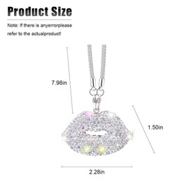 ZIMISI Bling Lip Car Hanging Accessories for Women, Crystal Rhinestone Car Decorations Ornament, Cute Rear View Mirror Charm, Lucky Rearview Mirror Accessories, Vehicle Interior Pendant (White)