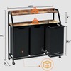 Timberer Laundry Hamper, Laundry Sorter 3 Section, Rolling Laundry Basket