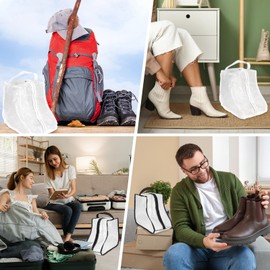 TIXIPEM Boot Storage Bags [2PCS] - Plastic Short Boot Carry Bags Clear Shoe Bags with Handle for Travel & Daily Use - [White, Black] Waterproof & DustProof Boot Bags for Cowboy Boots