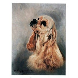 Tan Cocker Spaniel Portrait Notecard Set - 12 Note Cards By Ruth Maystead (SPC-3)
