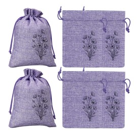6Pcs Small Sachet Bags, Sachet Bags Empty for Lavender with Drawstring, Embroidered Canvas Empty Sachets Bag, for Spices, Jewelry, Candy, Lavender Buds, Purple
