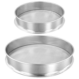 NAMYEUT Flour Sieve 80 Mesh and 120 Mesh, Flour Sieve Stainless Steel Set, Flour Sieve Fine Mesh, 20 cm and 30 cm Diameter, Kitchen Sieve for Flour, Powdered Sugar, Pack of 2