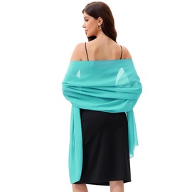 Baoqiya Women's Shawls and Wraps for Evening Dress Chiffon Shawl Soft Elegant Silky Pashmina Wedding Bridal Scarf(Aqua, 79"×19")