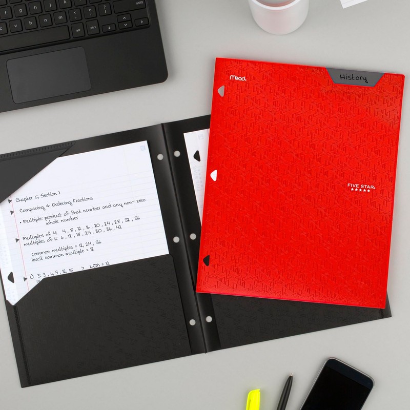 Five Star 2-Pocket Folder, Plastic Folder with Stay-Put Tabs, Fits