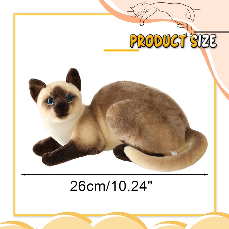 BARMI Siamese Cat Plush Stuffed Animal - Lifelike Cat Pillow,