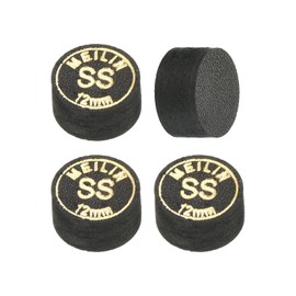 PATIKIL 12mm Pool Cue Tips, 4 Pack Super Soft Multiple Layer Pool Billiard Cue Tips Laminated Glue-on Snooker Stick Tip Billiard Accessories, Black