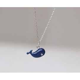 Miniblings Whale Necklace 45 cm Blue Whale Whales Ocean Sea Blue Enamelled Original Fashion Jewellery Link Chain Silver-Plated, Enamelled metal