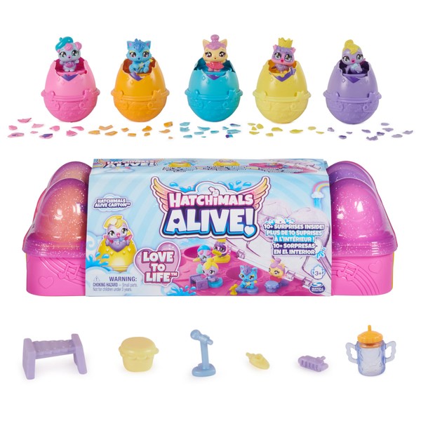 Hatchimals Alive, Egg Carton Toy with 5 Mini Figures in