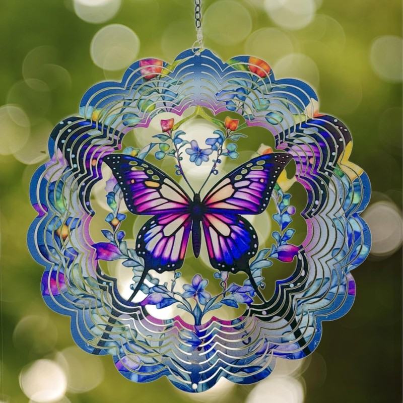 Butterfly Wind Spinners Metal Hanging Wind Spinner for Outdoor &