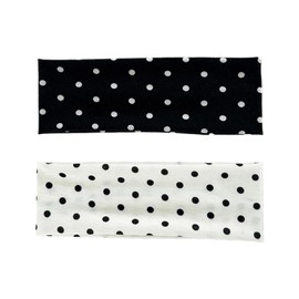 2Pcs Polka Dot Headband Black White Headbands Elastic Polka Dots Hair Accessories Non Slip Fashion Head Bands Vintage Design Sports Yoga Workout Wide Headbands Cute Hair Styling Decorations for Women