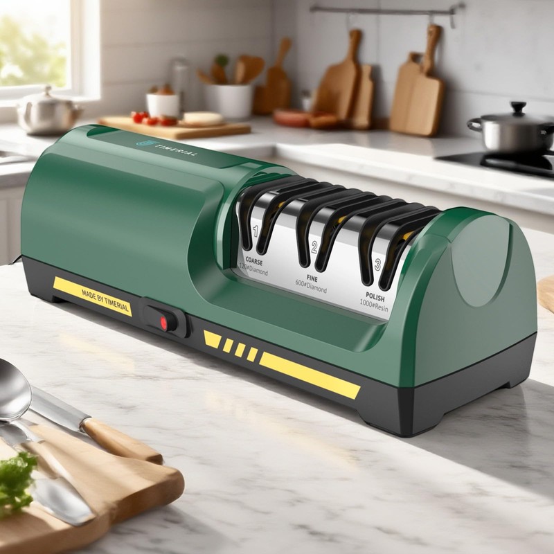 Electric Knife Sharpener for Kitchen, 3-Stage Diamond Abrasive Discs with