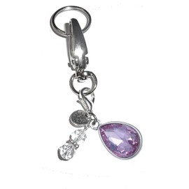 Hidden Hollow Beads Birthstone Charm Key Chain Ring, Women's Purse or Necklace Charm, Comes in a Gift Bag! (June)